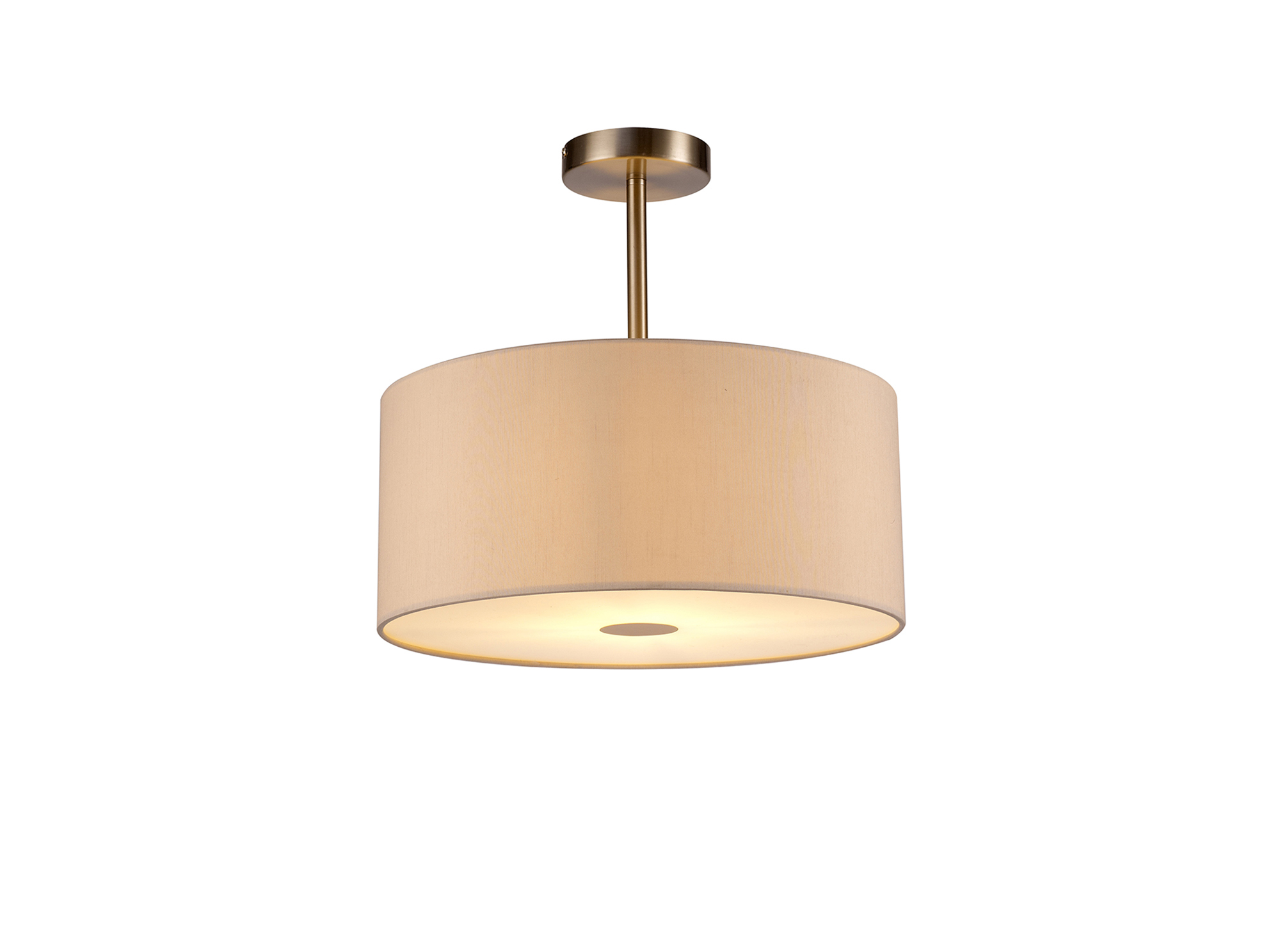 DK0256  Baymont 40cm Semi Flush 1 Light Satin Nickel, Nude Beige/Moonlight, Frosted Diffuser